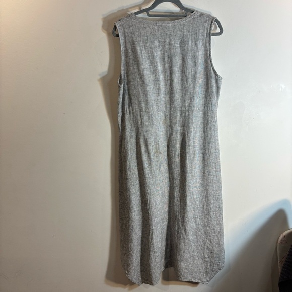 CUT LOOSE Sz M V-Neck Gray Asymmetrical Sleeveless Dress Linen Cotton Blend - Picture 6 of 8